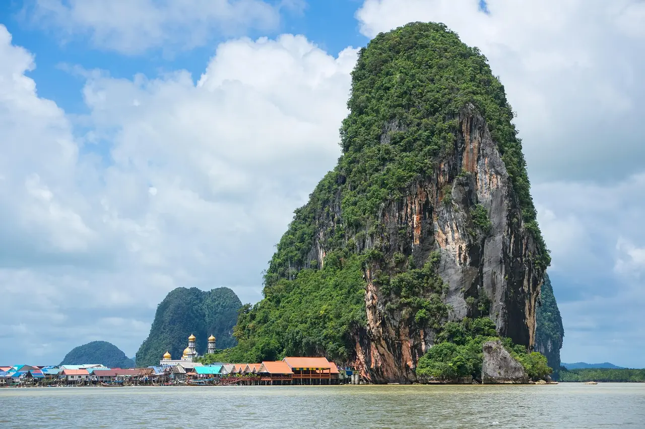 Limestone island with a hidden interior lagoon in Phang Nga Bay