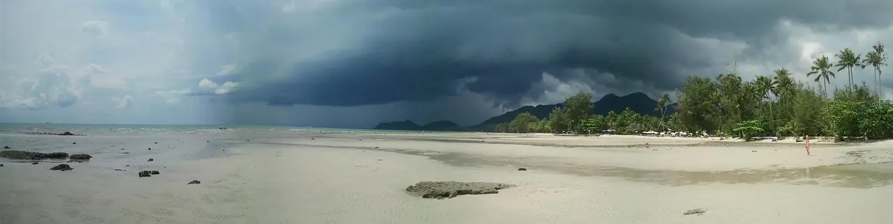 Monsoon cloud over the limestone islands of Phang Nga Bay
