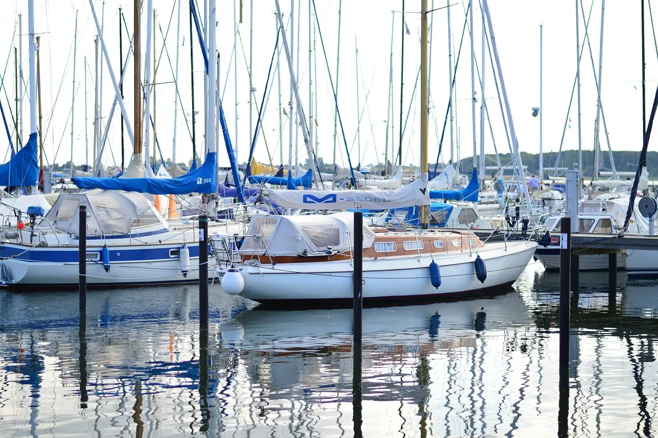 Cruising monohull sailing yacht under way with the rail down